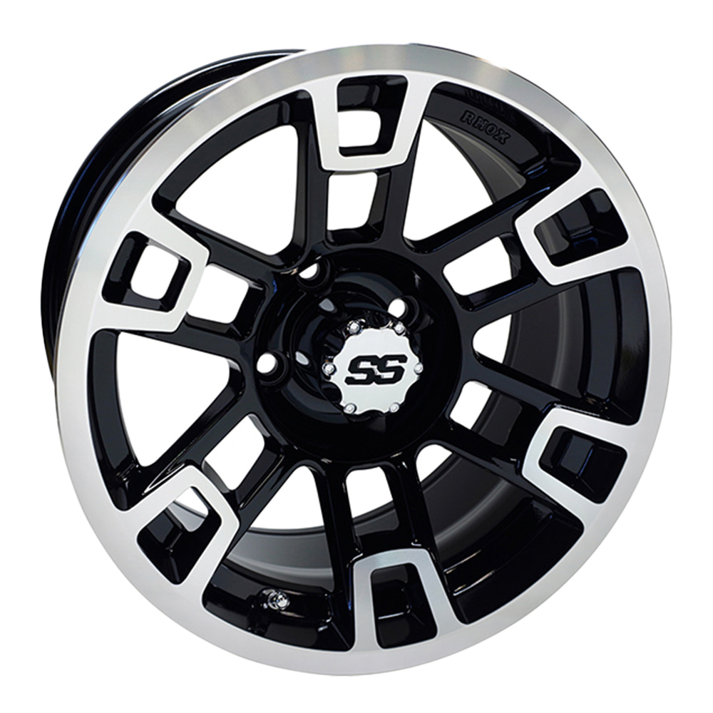 14″ RX391 Black / Machined Golf Cart Wheel – RHOX® - Golf Carts Canada