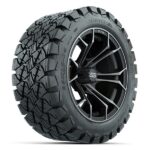 14″ Spyder Matte Gray/Machined Golf Cart Wheels and 22×10-14 GTW Timberwolf Tires – Set of 4 - Golf Carts Canada