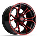 14″ Spyder Red/Black Golf Cart Wheels and 22×10-14 GTW Timberwolf Tires – Set of 4 - Image 2
