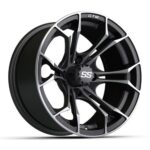 14″ Spyder Matte Gray/Machined Golf Cart Wheels and 22×10-14 GTW Timberwolf Tires – Set of 4 - Image 2