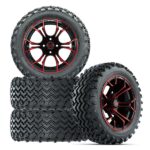 14″ Spyder Red/Black Golf Cart Wheels and 23×10-14 GTW Rogue Tires – Set of 4 - Image 6