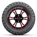 14″ Spyder Red/Black Golf Cart Wheels and 23×10-14 GTW Rogue Tires – Set of 4 - Image 7