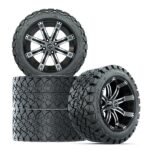 14″ Tempest Black/Machined Golf Cart Wheels and 22×10-14 GTW Timberwolf Tires – Set of 4 - Image 3