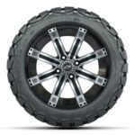 14″ Tempest Black/Machined Golf Cart Wheels and 22×10-14 GTW Timberwolf Tires – Set of 4 - Image 4
