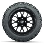 Vortex Matte Black Golf Cart 14″ Wheels and 22×10-14 GTW Timberwolf Tires – Set of 4 - Image 3