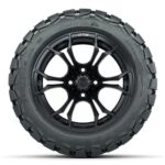 14″ Spyder Matte Black Golf Cart Wheels and 22×10-14 GTW Timberwolf Tires – Set of 4 - Image 5