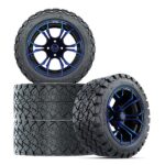 14″ Spyder Blue/Black Golf Cart Wheels and 22×10-14 GTW Timberwolf Tires – Set of 4 - Image 6