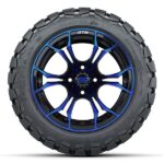 14″ Spyder Blue/Black Golf Cart Wheels and 22×10-14 GTW Timberwolf Tires – Set of 4 - Image 7
