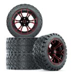 14″ Spyder Red/Black Golf Cart Wheels and 22×10-14 GTW Timberwolf Tires – Set of 4 - Image 6
